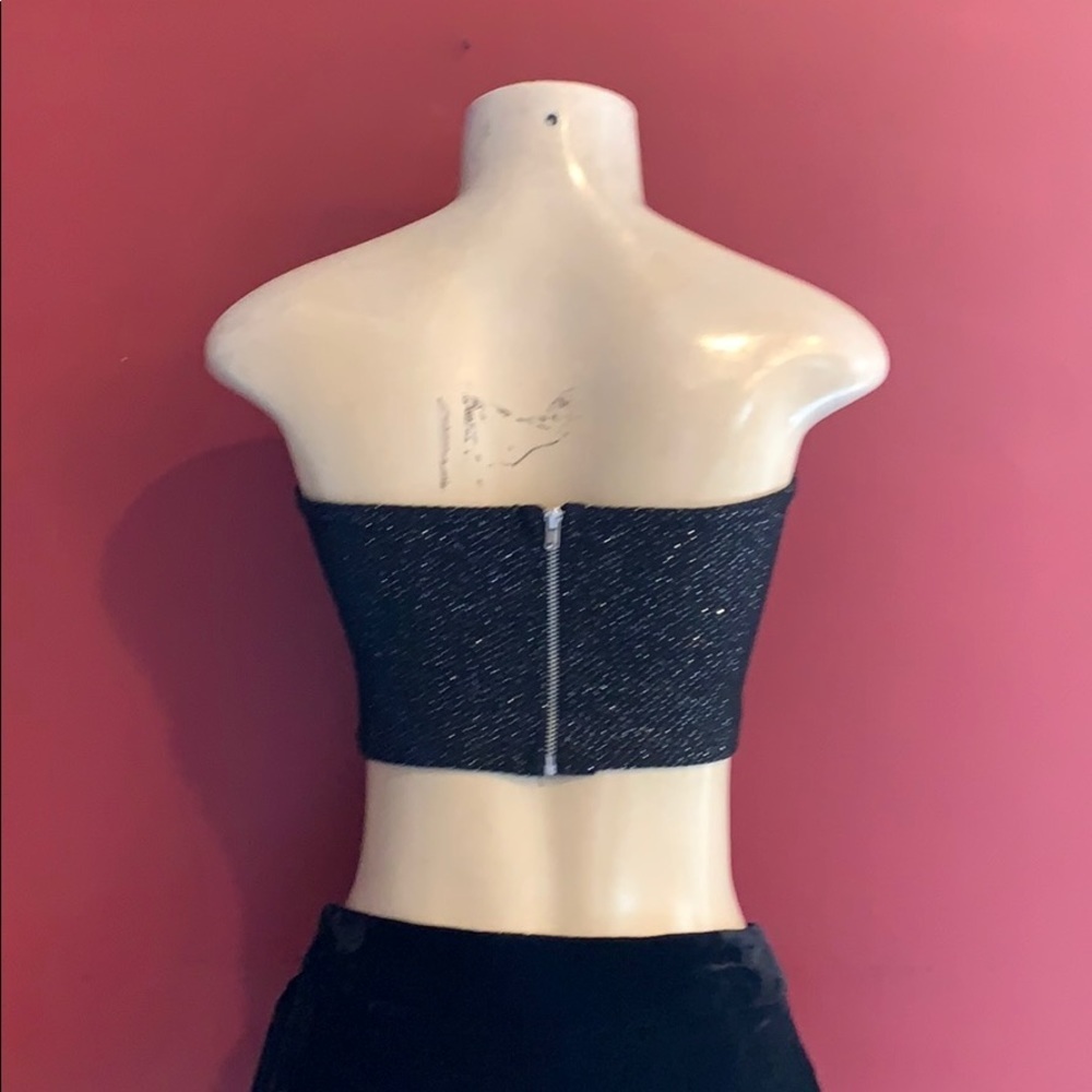 Sparkly black strapless crop tube top Small size 2 - Picture 5 of 8